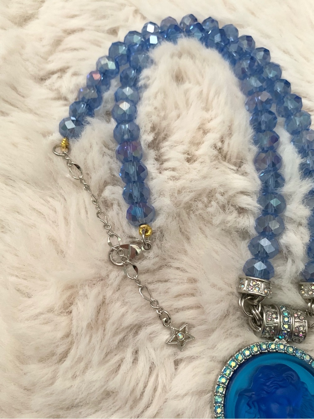 Kirk’s Folly Blue Angel Face Magnetic Pendant Necklace - Picture 4 of 6